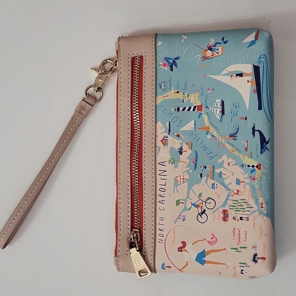 Spartina 449 Outer Banks Map Wristlet - Blue and Tan - Picture 2 of 7